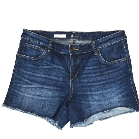 Kut from the Kloth Gidget Fray Denim Shorts 12 Mid Rise Cutoff Stretch Casual - Picture 1 of 8